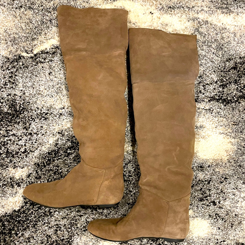 Sam Edelman Thigh High Suede Tan Beige Boots Size 5